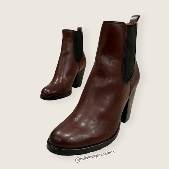 Frye Tate Chelsea Brown Genuine Leather Moto Gore Stretch Fall/Spring Ankle Boot - Picture 3 of 13